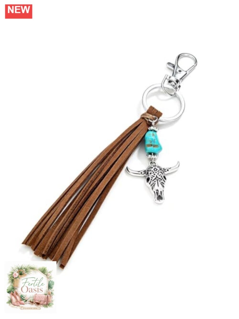 Western Keychain with Cross, Tassel, and Pattern Metal Keyring for Keys Bags